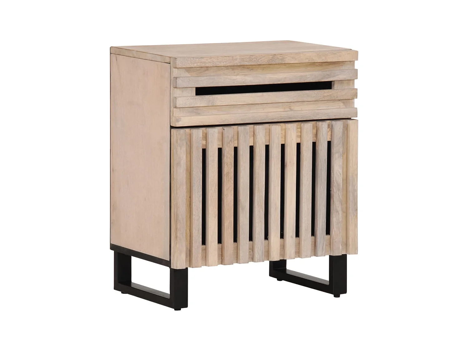 Table de chevet blanc 50x34x60 cm bois de manguier massif FR97598