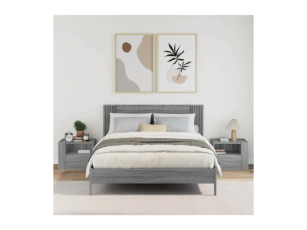 Tables de chevet murales 2 pcs sonoma gris 45x30x35 cm FR21717