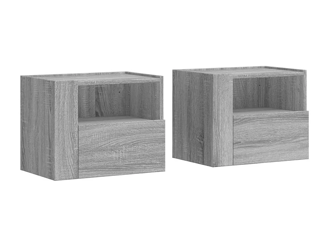 Mesitas de noche de pared 2 uds gris Sonoma 45x30x35 cm ES753973