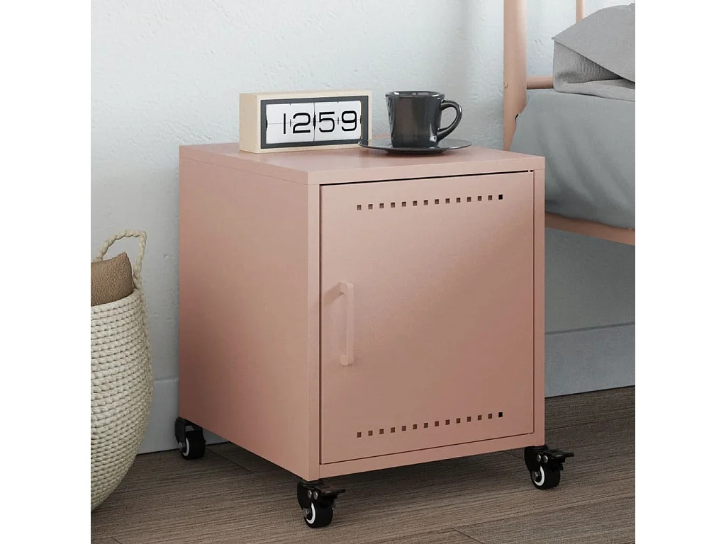 Table de chevet rose 36x38,5x43,5 cm acier FR74584