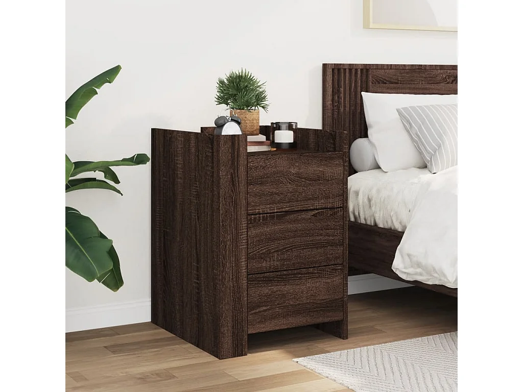 Table de chevet chêne marron 45x50x65 cm bois d'ingénierie FR61892