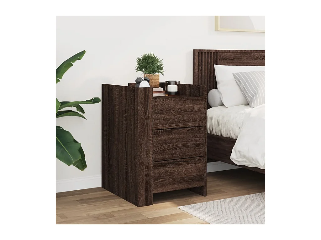 Table de chevet chêne marron 45x50x65 cm bois d'ingénierie FR61892