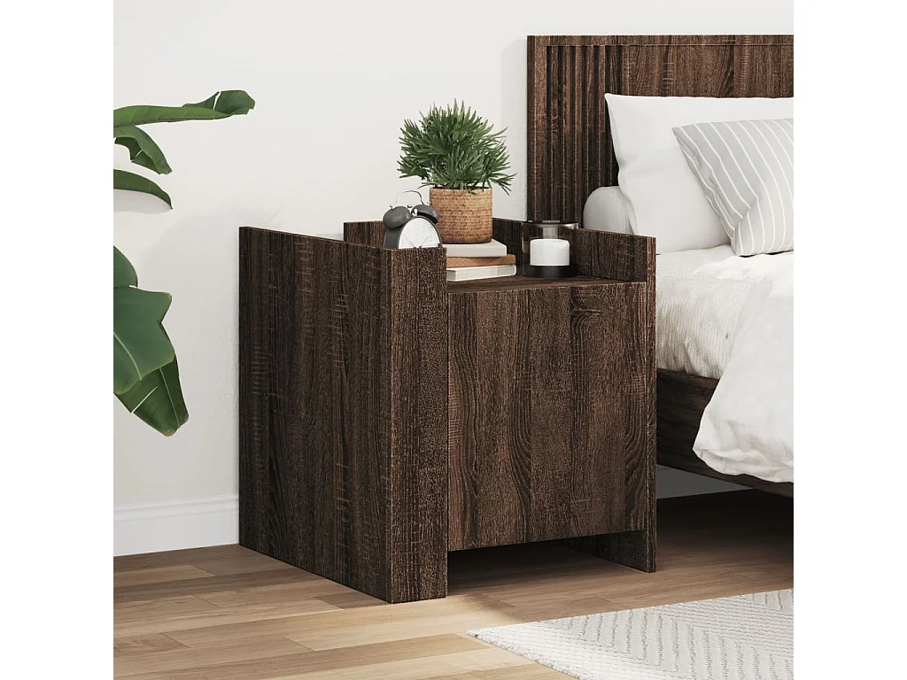 Table de chevet chêne marron 45x50x50 cm bois d’ingénierie FR30844