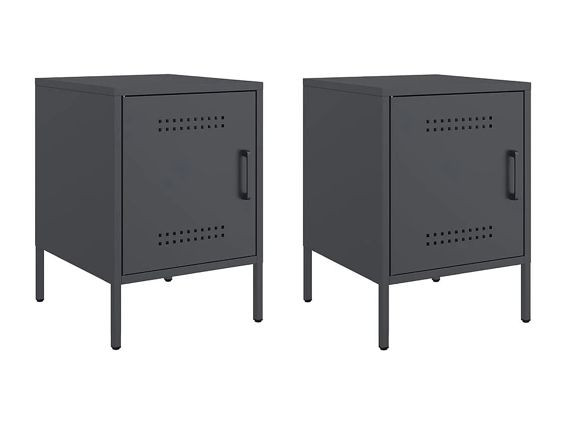 Tables de chevet 2 pcs anthracite 36x39x50,5 cm acier FR41782