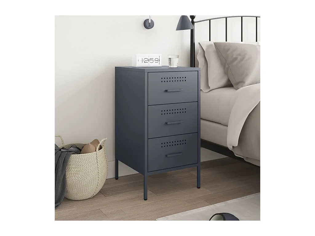 Table de chevet anthracite 36x39x68 cm acier laminé à froid FR63322