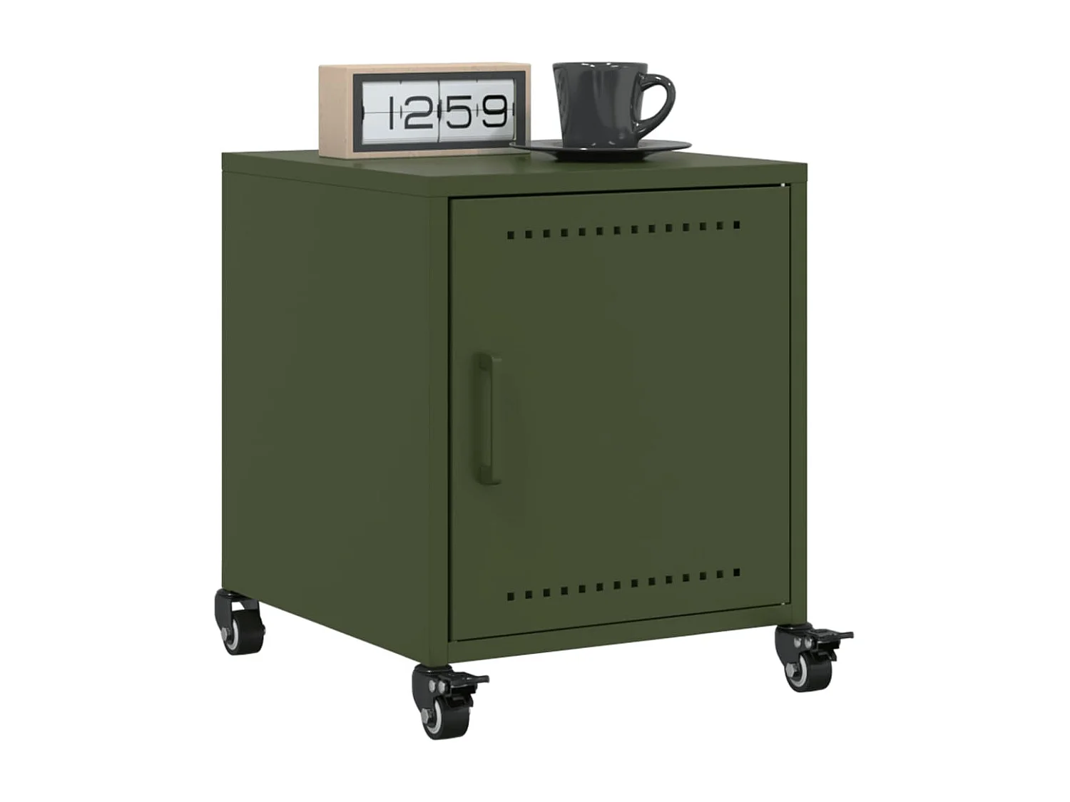 Table de chevet vert olive 36x39x43,5 cm acier FR43829