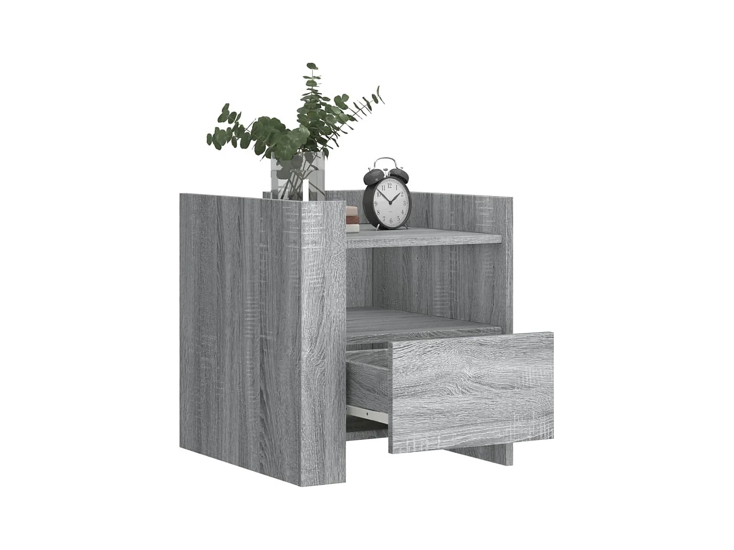 Nachtkastje 45x50x50 cm bewerkt hout grijs sonoma eikenkleurig BE978234