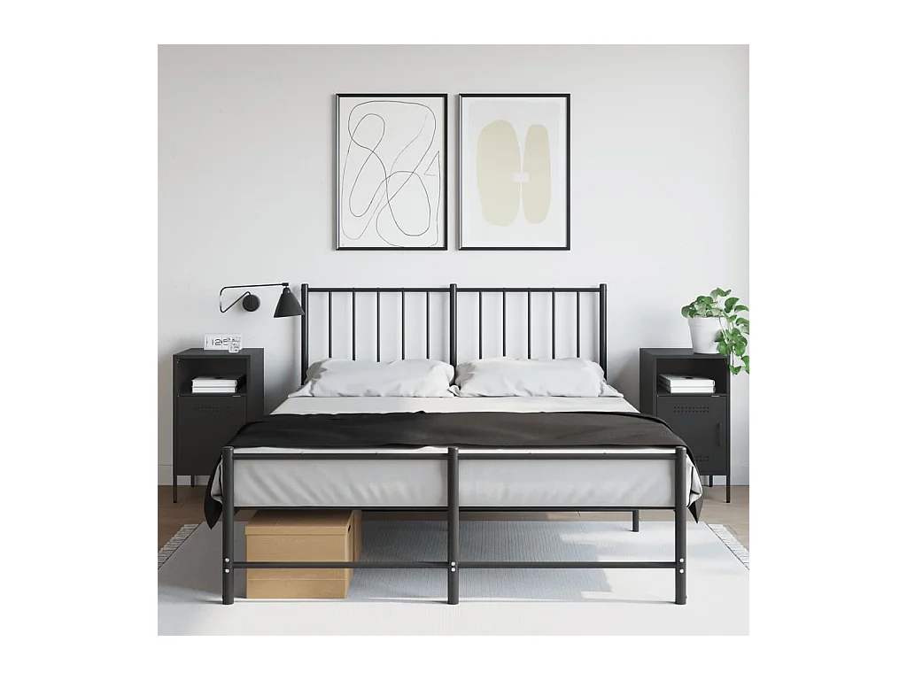 Tables de chevet 2 pcs noir 36x39x68 cm acier laminé à froid FR52969