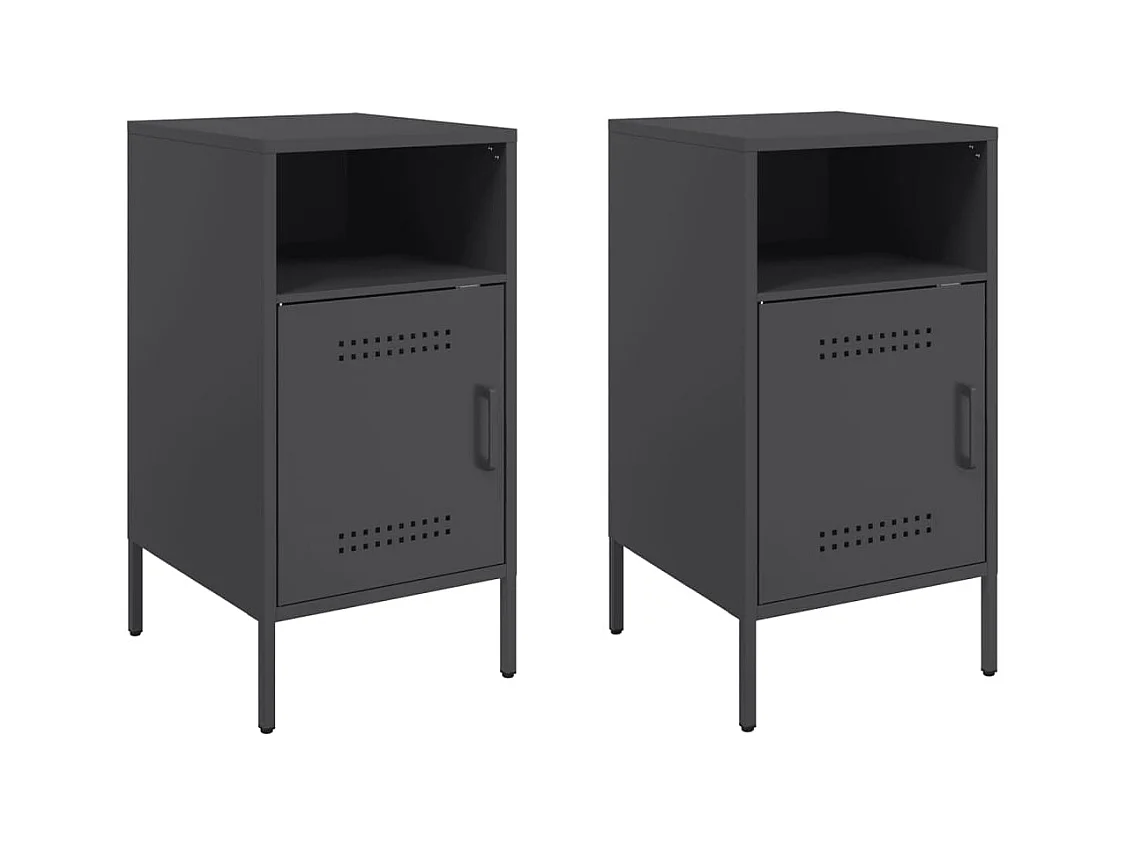 Mesitas de noche 2 uds acero laminado en frío negro 36x39x68 cm ES979024