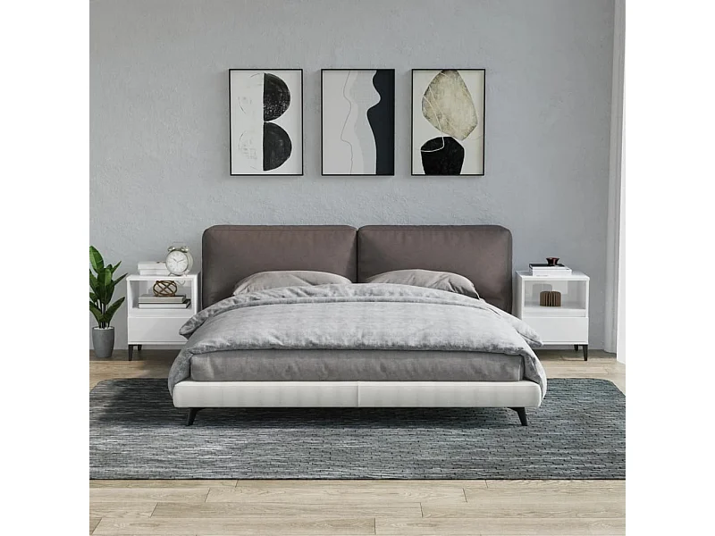 Tables de chevet 2 pcs Blanc brillant 40x35x50 cm FR63888