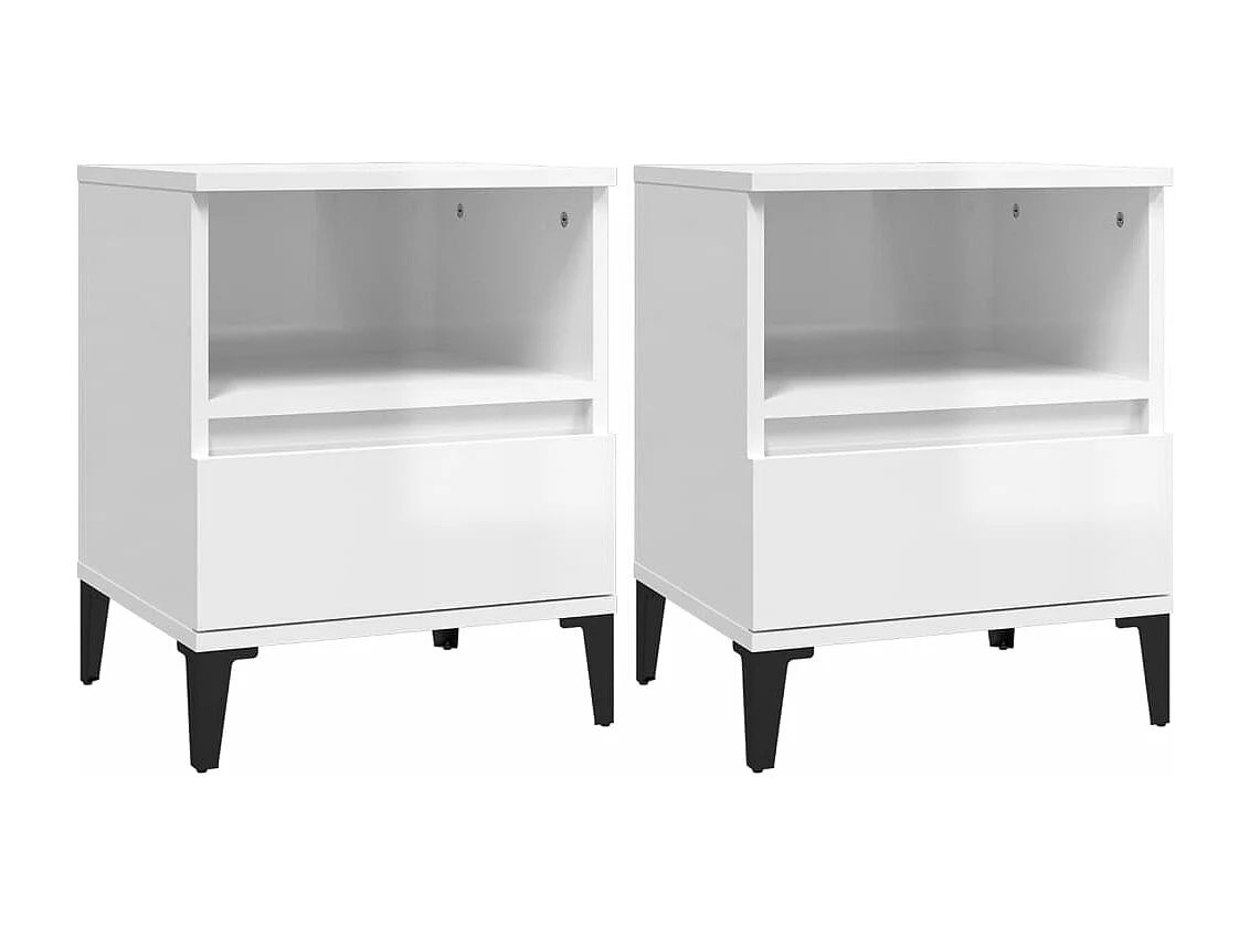 Tables de chevet 2 pcs Blanc brillant 40x35x50 cm FR63888