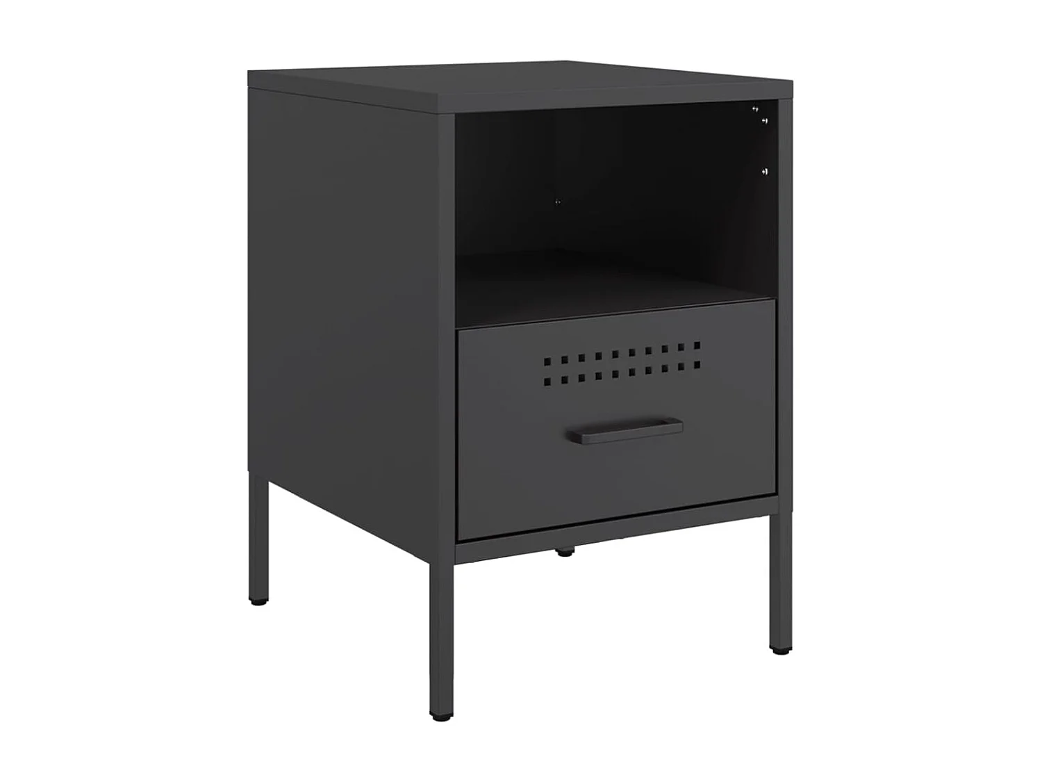 Table de chevet noir 36x39x50,5 cm acier laminé à froid FR32597