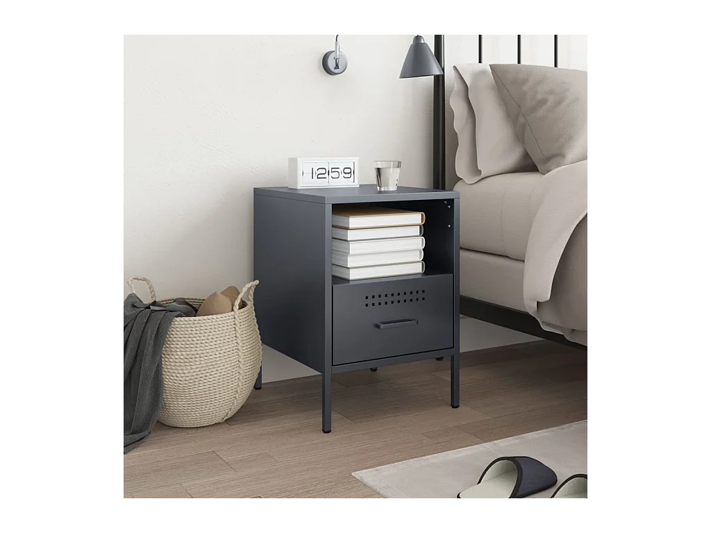 Table de chevet anthracite 36x39x50,5 cm acier laminé à froid FR71284