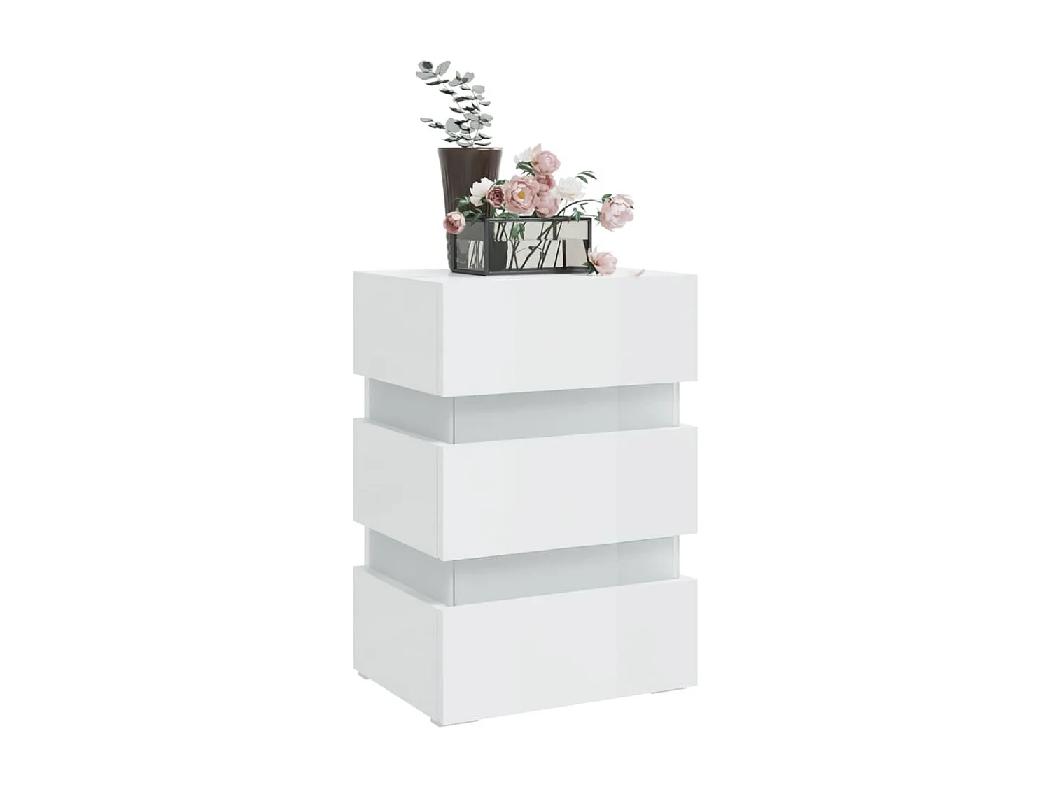 Mesita de noche LED madera ingeniería blanco brillo 45x35x67 cm ES236148