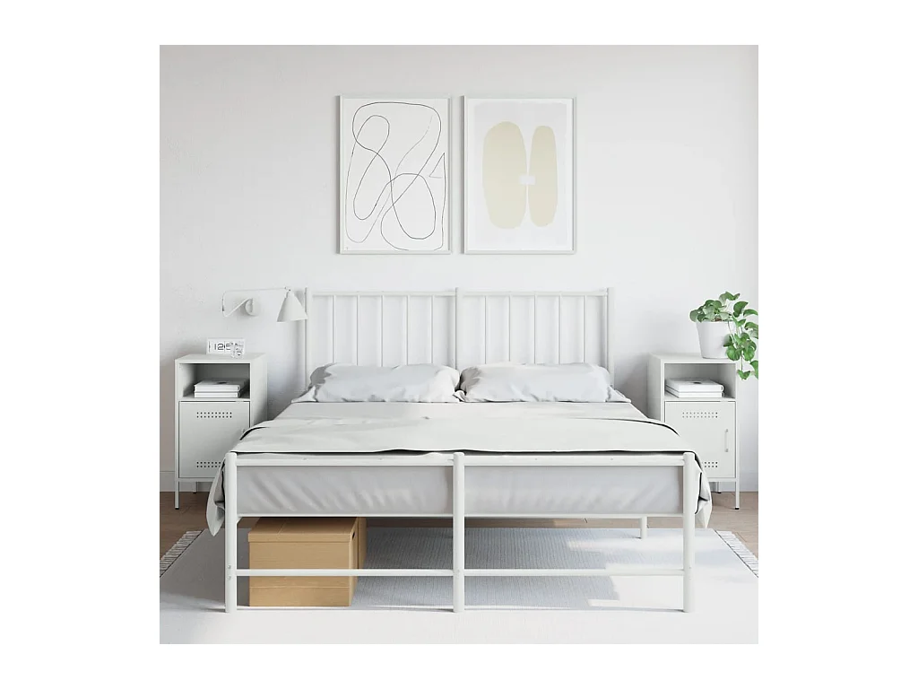 Tables de chevet 2 pcs blanc 36x39x68 cm acier laminé à froid FR45127