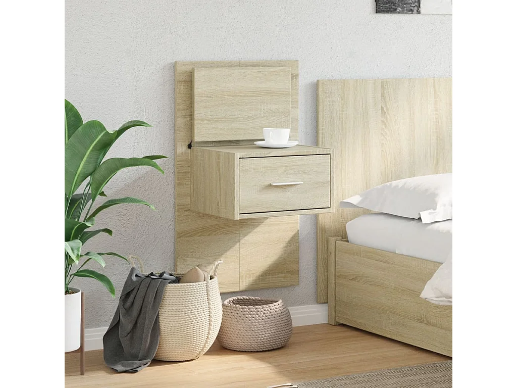 Table de chevet murale avec lumières LED chêne sonoma FR69663