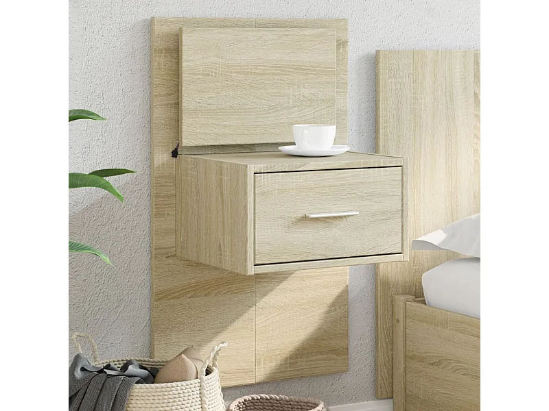 Table de chevet murale avec lumières LED chêne sonoma FR69663