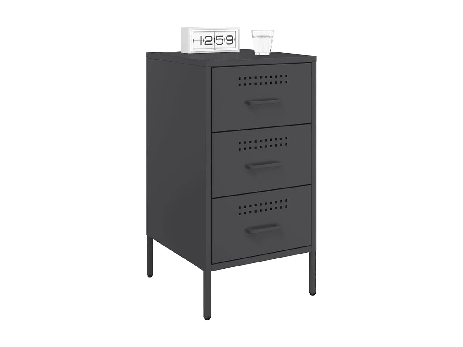 Tables de chevet 2 pcs noir 36x39x68 cm acier laminé à froid FR99589