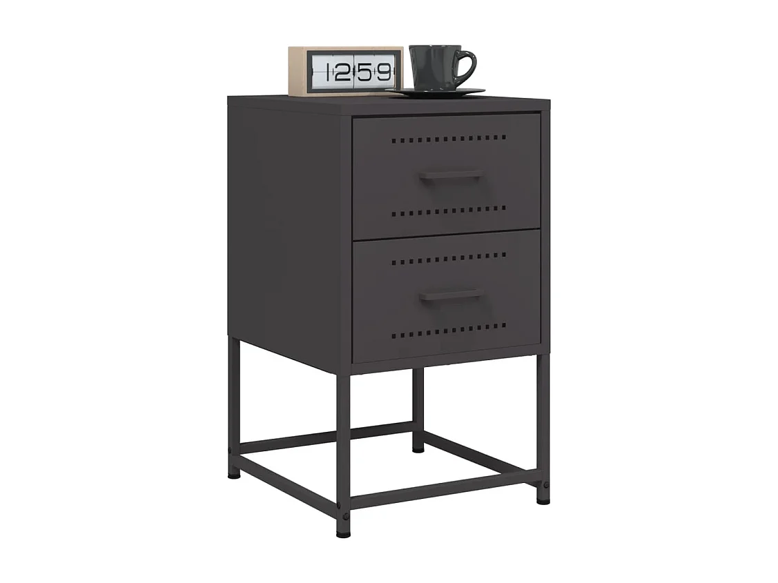 Tables de chevet 2 pcs noir 36x39x60,5 cm acier FR69954