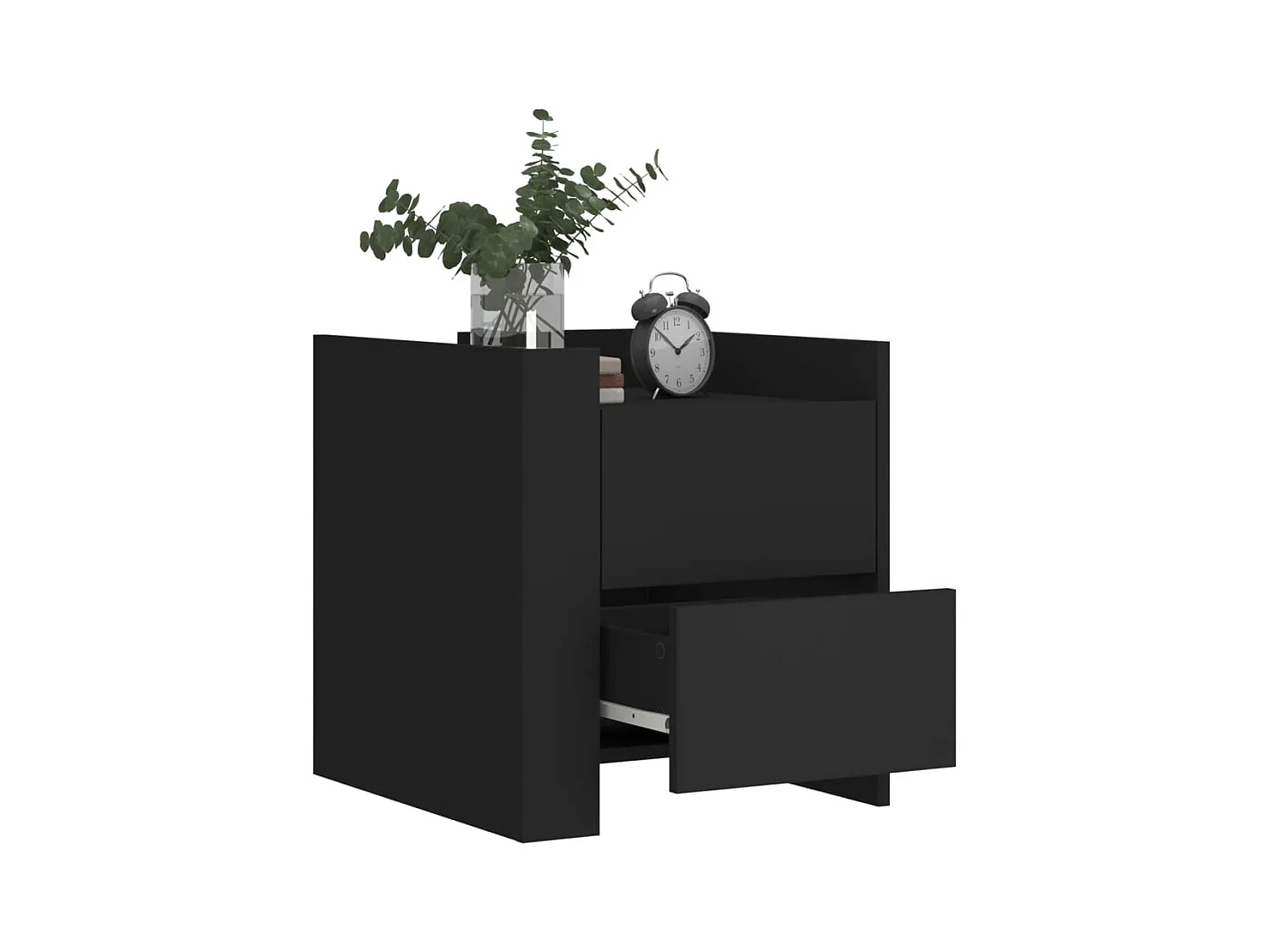 Nachtkastje 45x50x50 cm bewerkt hout zwart BE992841
