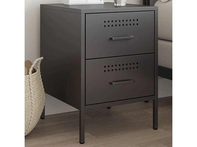 Table de chevet noir 36x39x50,5 cm acier FR49565