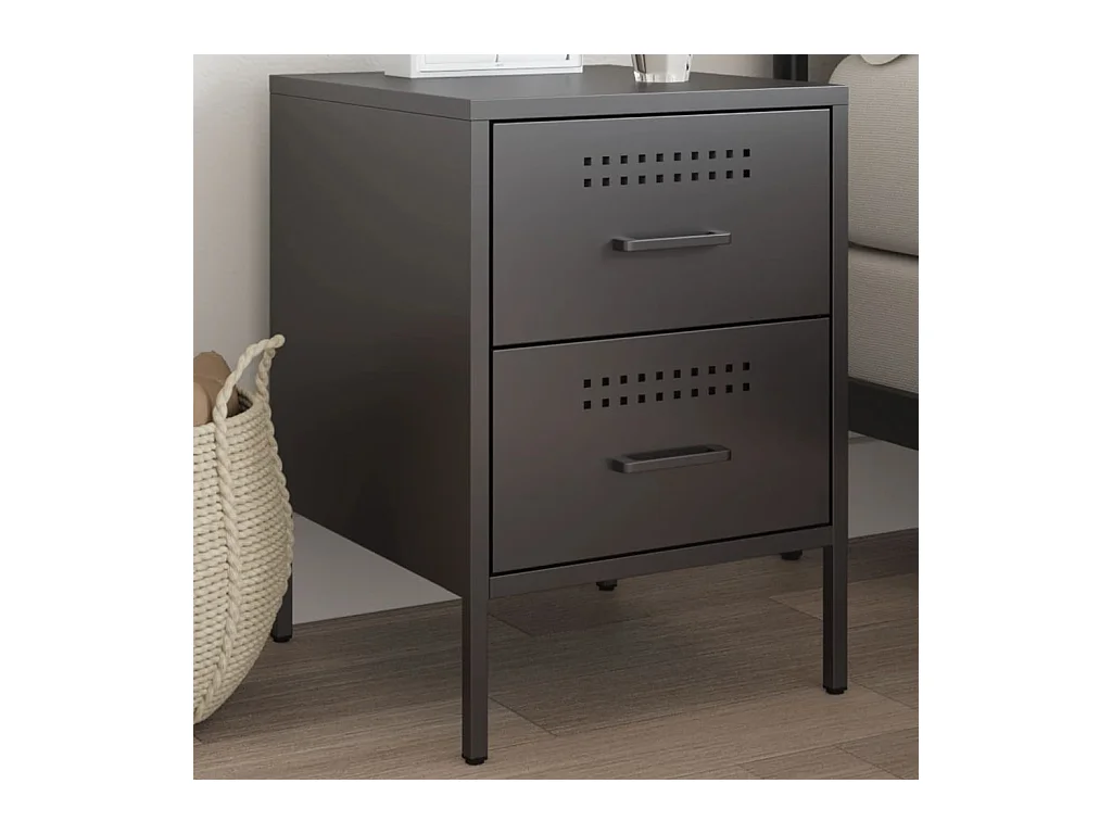 Table de chevet noir 36x39x50,5 cm acier FR49565