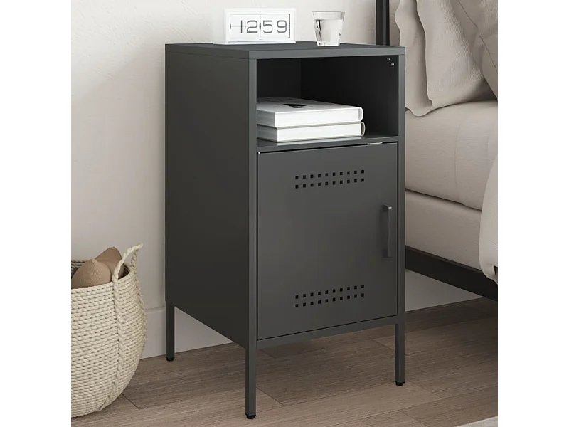 Table de chevet noir 36x39x68 cm acier laminé à froid FR94585