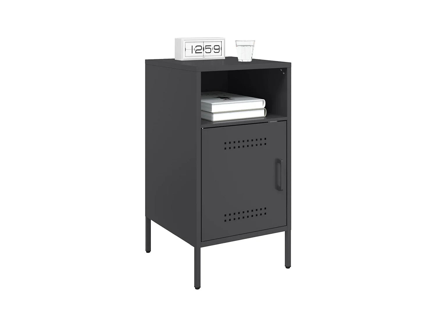 Mesita de noche acero laminado en frío negro 36x39x68 cm ES405016