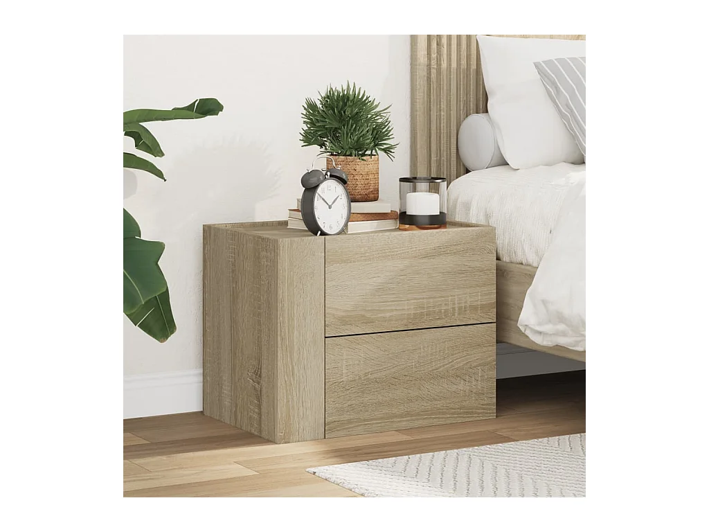 Table de chevet murale chêne sonoma 45x30x35 cm FR95206