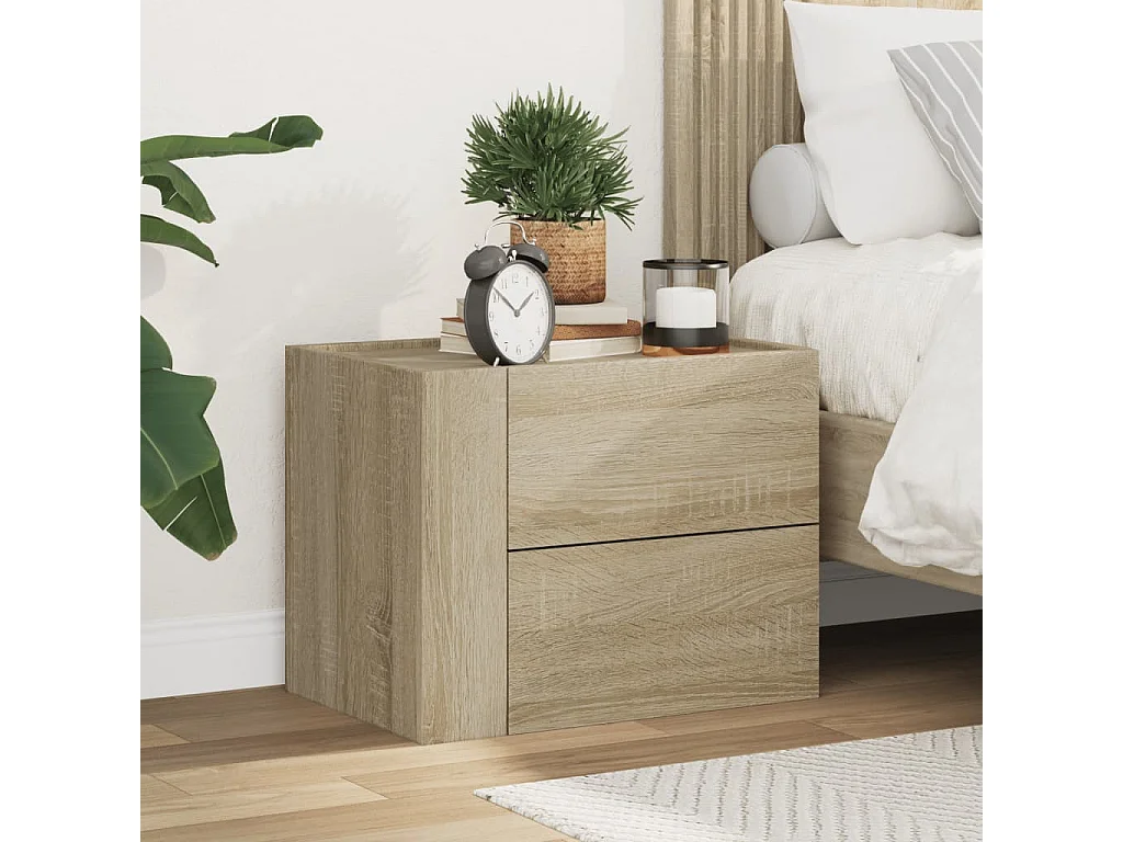 Table de chevet murale chêne sonoma 45x30x35 cm FR95206
