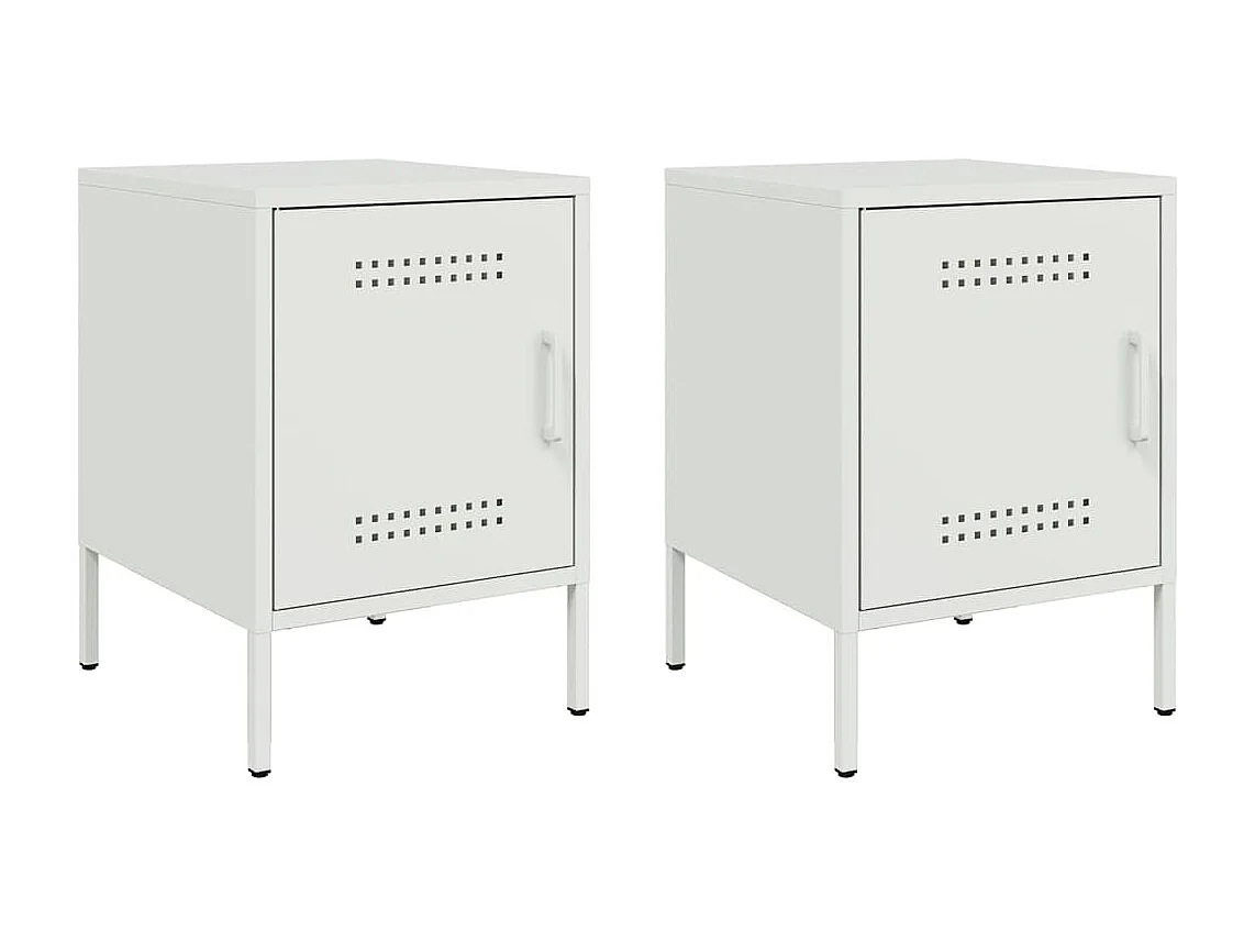 Tables de chevet 2 pcs blanc 36x39x50,5 cm acier FR15628