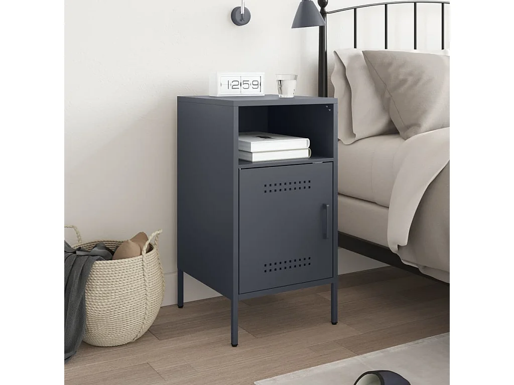 Mesa de cabeceira 36x39x68 cm aço antracite PT315809