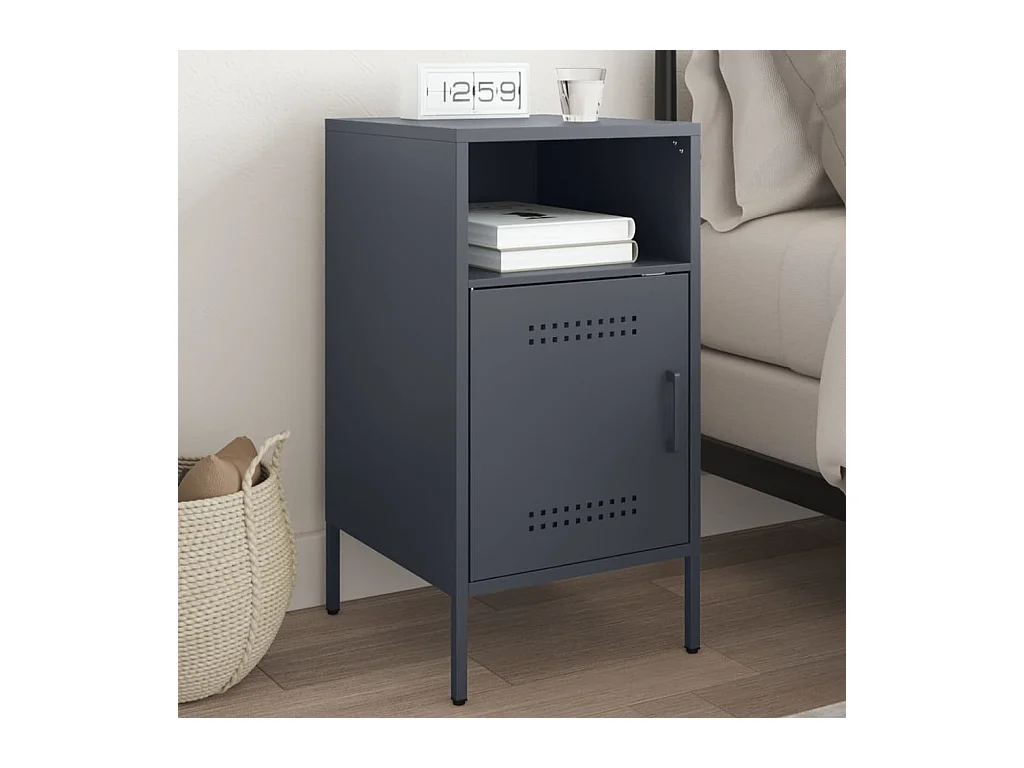 Table de chevet anthracite 36x39x68 cm acier laminé à froid FR62226