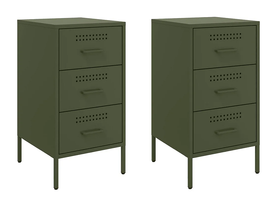Tables de chevet 2 pcs vert olive 36x39x68 cm FR55456