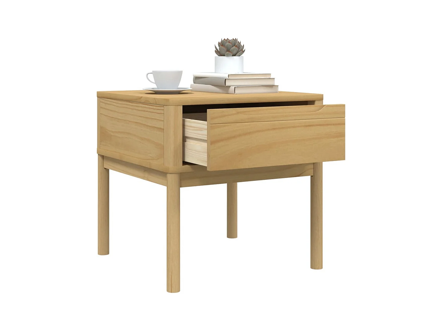 Table de chevet FLORO marron cire 55x55x54 cm pin massif FR35085