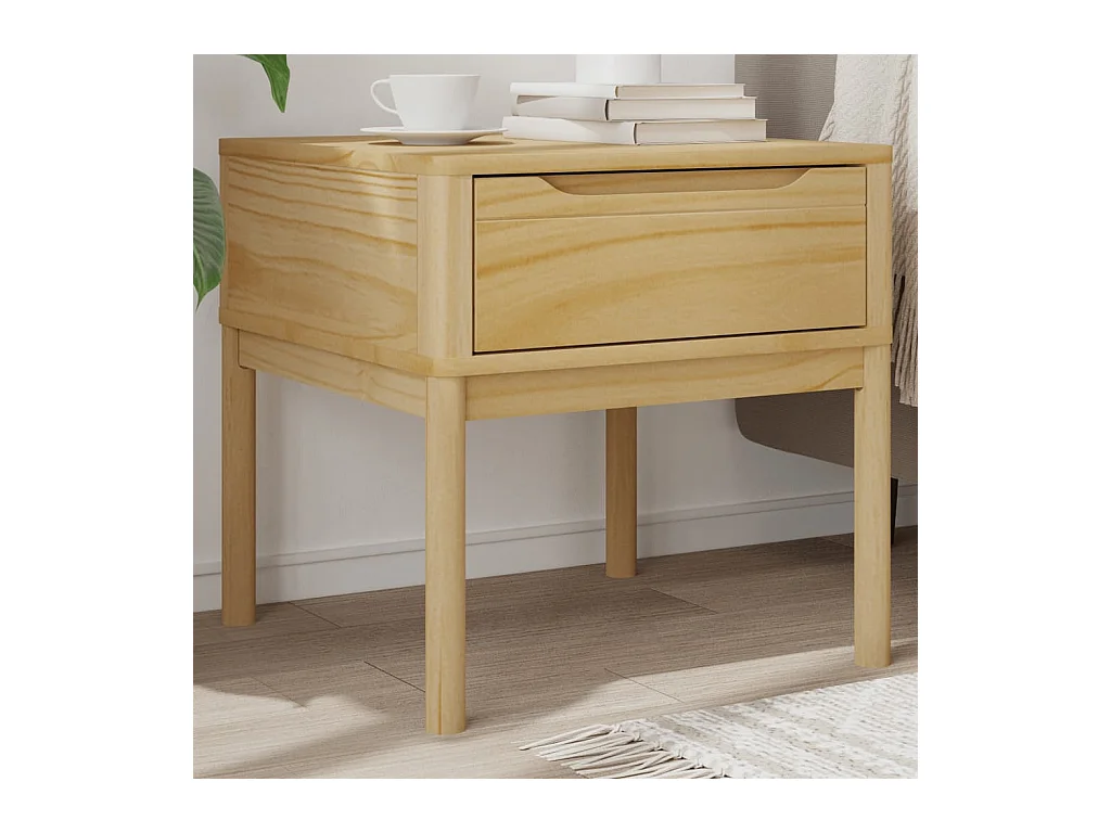 Table de chevet FLORO marron cire 55x55x54 cm pin massif FR35085