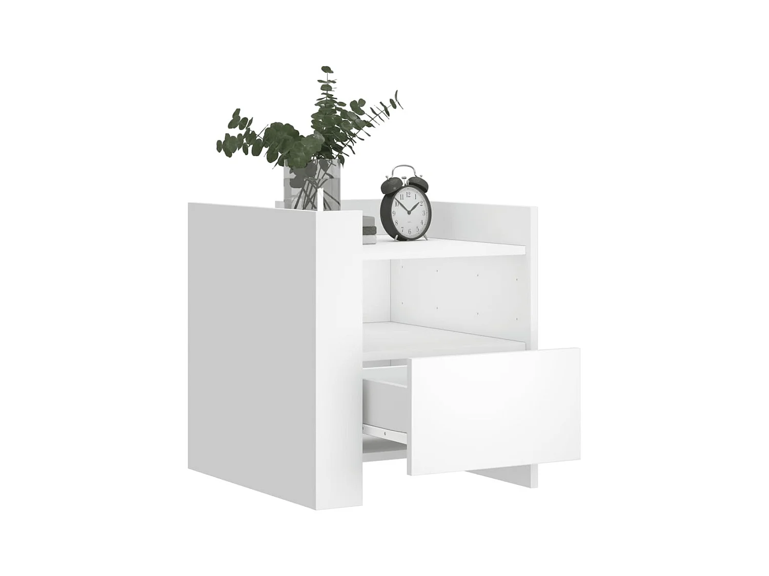 Nachtkastje 45x50x50 cm bewerkt hout wit BE739671
