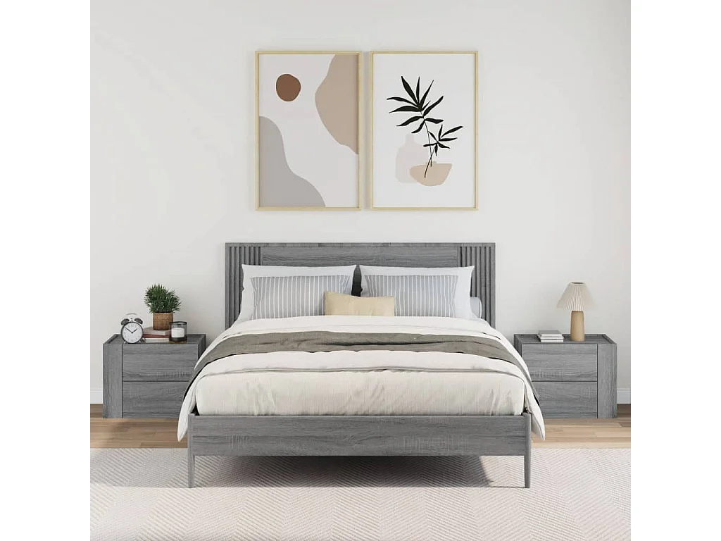 Tables de chevet murales 2 pcs sonoma gris 45x30x35 cm FR70512