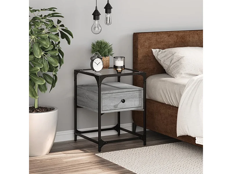 Nachtkastjes 40x40x55 cm bewerkt hout grijs sonoma BE332090