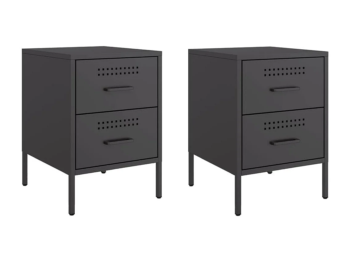 Tables de chevet 2 pcs noir 36x39x50,5 cm acier FR66710