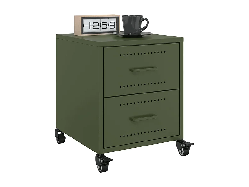 Tables de chevet 2 pcs vert olive 36x39x43,5 cm acier FR23374