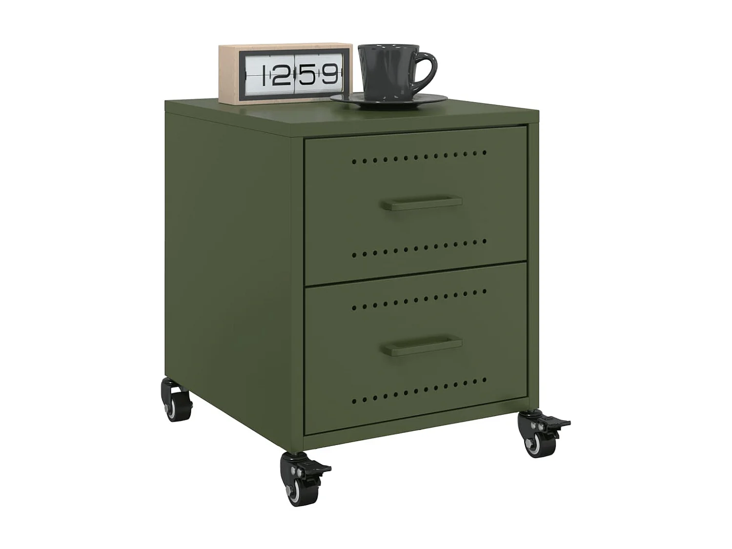 Tables de chevet 2 pcs vert olive 36x39x43,5 cm acier FR23374