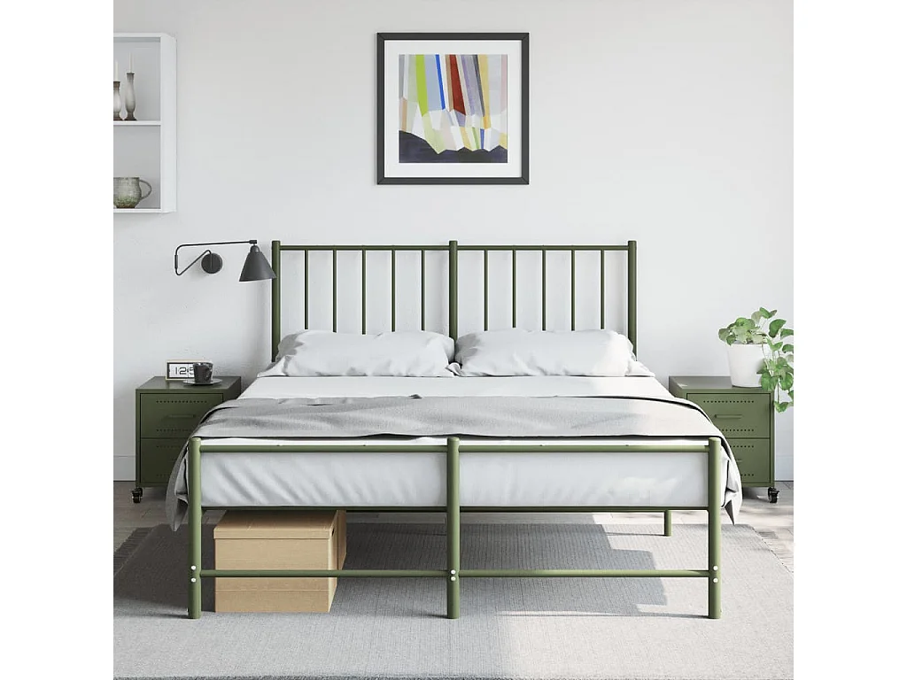 Tables de chevet 2 pcs vert olive 36x39x43,5 cm acier FR23374