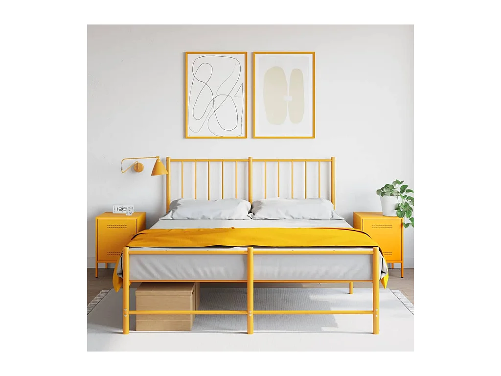 Mesitas de noche 2 uds acero amarillo mostaza 36x39x50,5 cm ES867605