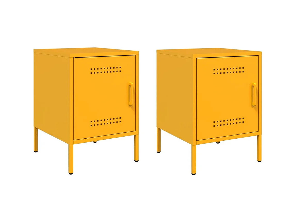 Mesitas de noche 2 uds acero amarillo mostaza 36x39x50,5 cm ES867605