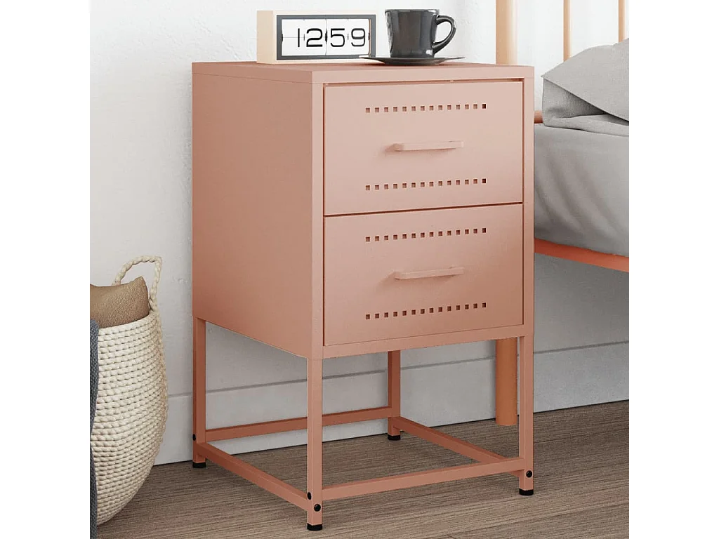 Table de chevet rose 36x39x60,5 cm acier FR45103