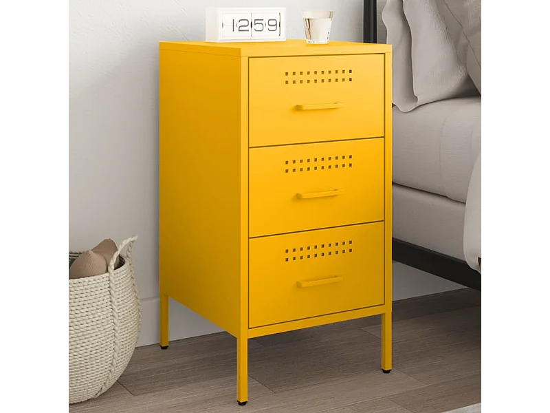 Mesa de cabeceira 36x39x68 cm aço amarelo mostarda PT194560