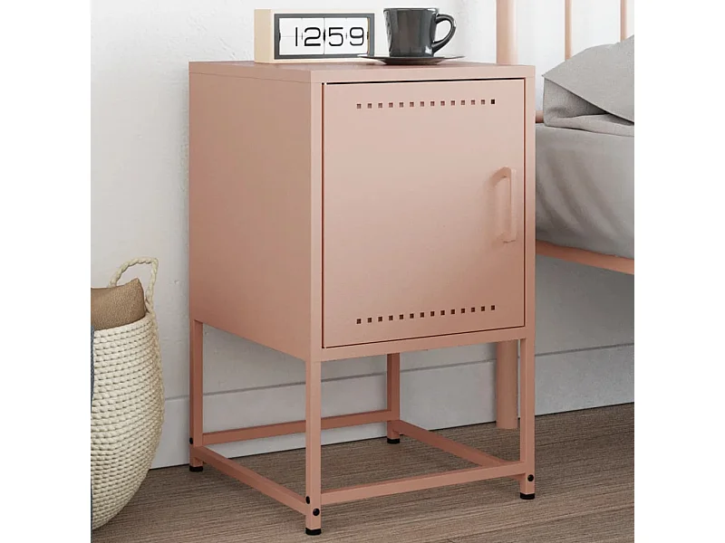 Mesa de cabeceira 36x39x60,5 cm aço rosa PT434546
