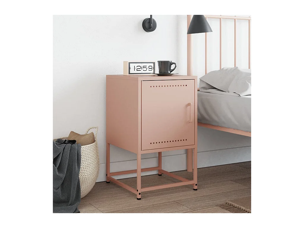 Table de chevet rose 36x39x60,5 cm acier FR73066