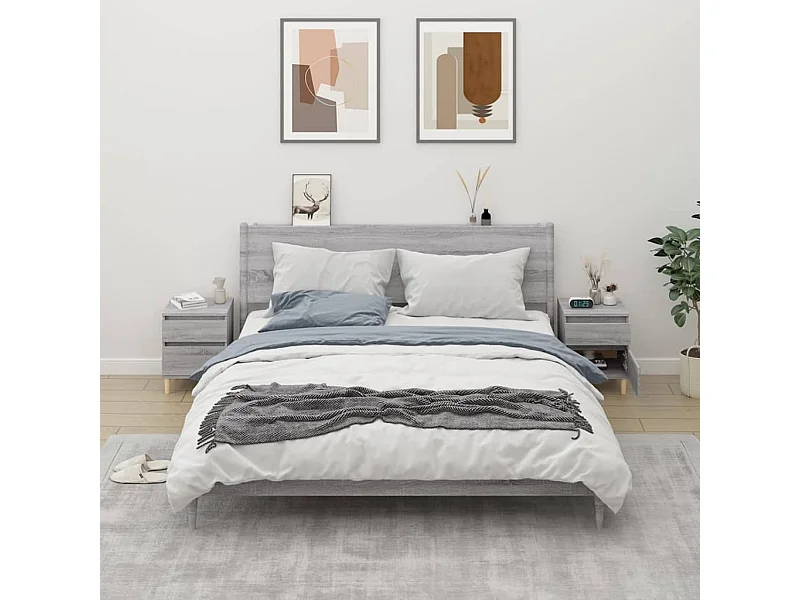 Nachtkastjes 2 st 40x35x50 cm grijs sonoma eikenkleurig BE403195